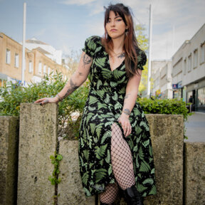 Hell Bunny Gaia Midi Dress (Black/Green)