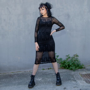 Hell Bunny Mea Culpa Midi Dress (Black)